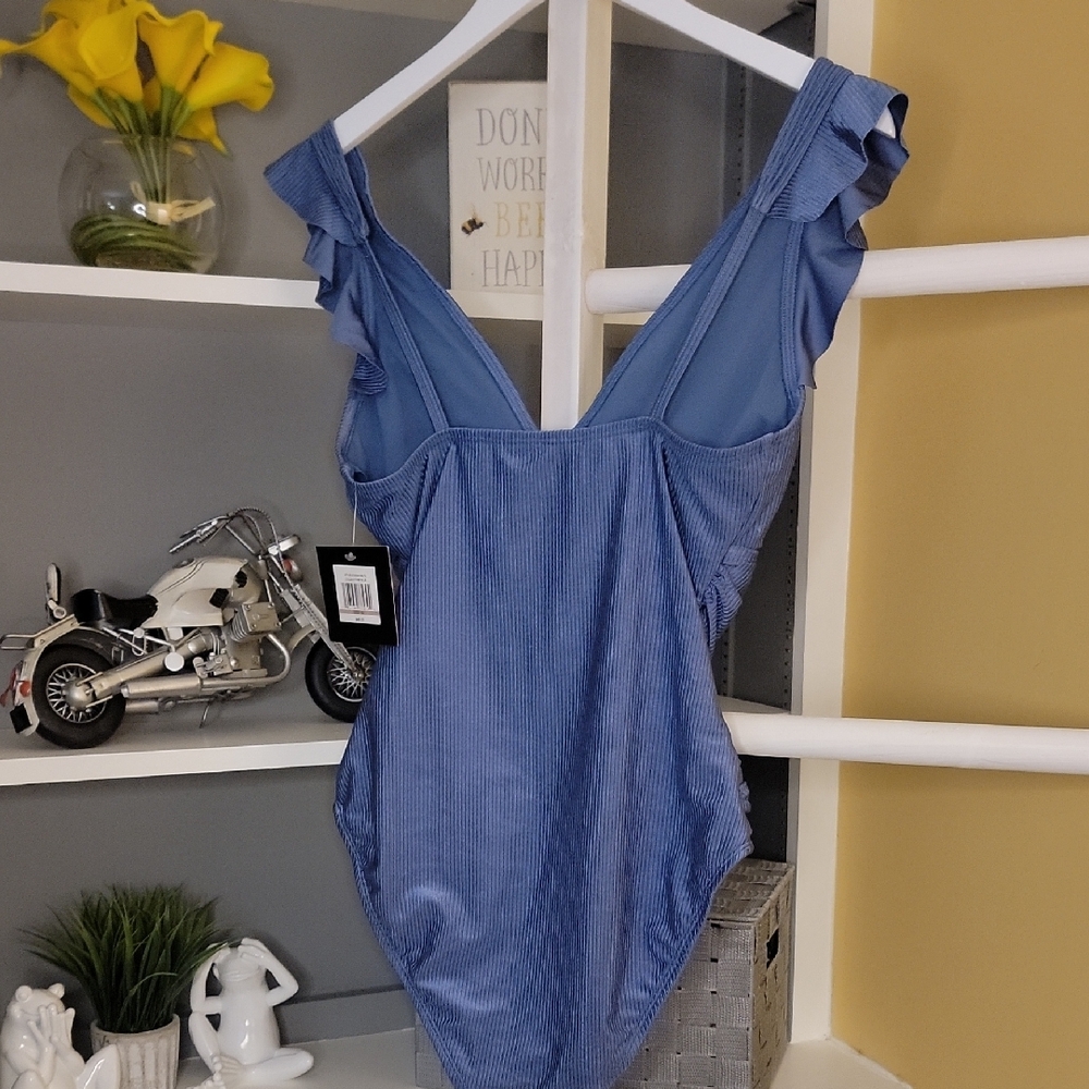 Blue Ruffled One Piece Ellen Tracy - Picture 4 of 12